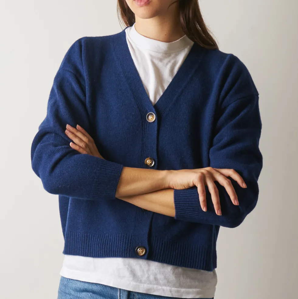Merci - Gilet Lucia en Laine - Bleu foncé