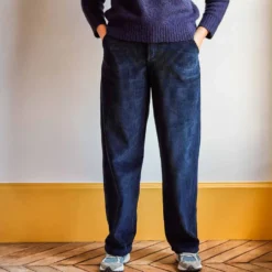 Merci - Pantalon en velours côtelé - Bleu Marine