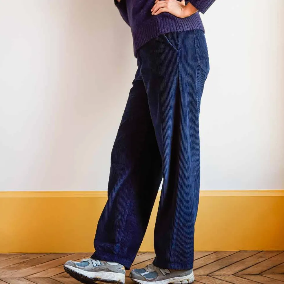 Merci - Pantalon en velours côtelé - Bleu Marine