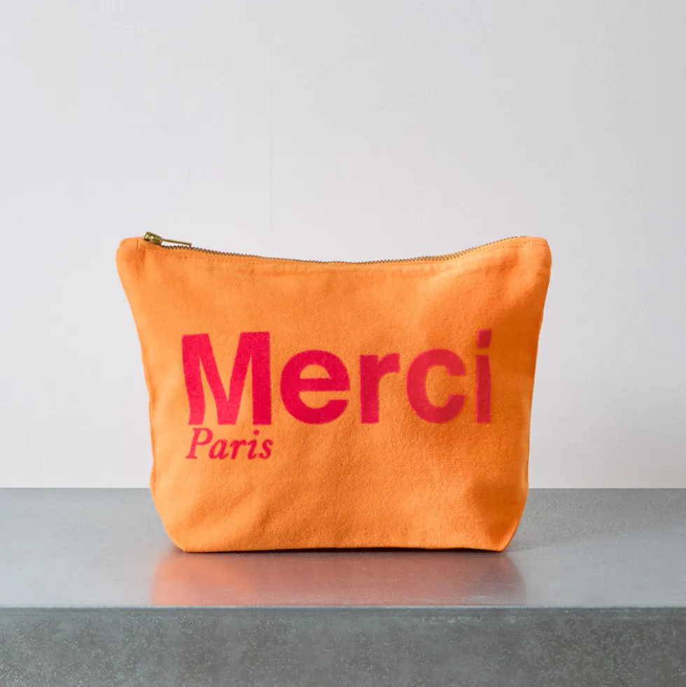 Merci - Pochette en coton - Abricot & Framboise