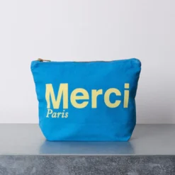 Merci - Pochette en coton - Bleu & Jaune