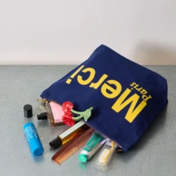 Merci - Pochette en coton - Bleu Nuit & Banane