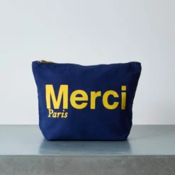 Merci - Pochette en coton - Bleu Nuit & Banane