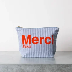 Merci - Pochette en coton Hickory - Bleu rayé