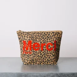 Merci - Pochette en coton - Léopard & Rouge
