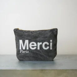 Merci - Pochette en coton Marble - Noir & Blanc