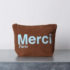 Merci - Pochette en coton - Marron & Bleu