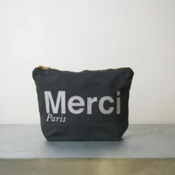 Merci - Pochette en coton - Noir & Argent