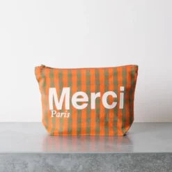 Merci - Pochette en coton - Orange, Vert & Crème