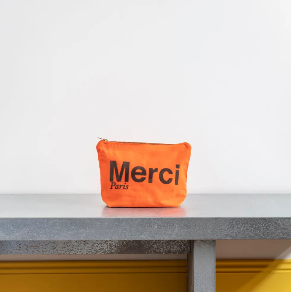 Merci - Pochette en coton - Orange & Marron