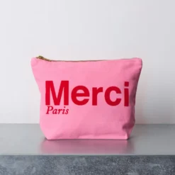 Merci - Pochette en coton - Rose & Rouge