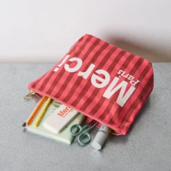 Merci - Pochette en coton - Rose, Vin & Crème