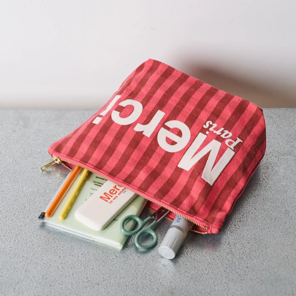 Merci - Pochette en coton - Rose, Vin & Crème