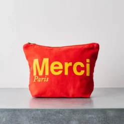 Merci - Pochette en coton - Rouge & Ochre