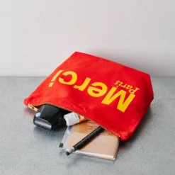 Merci - Pochette en coton - Rouge & Ochre
