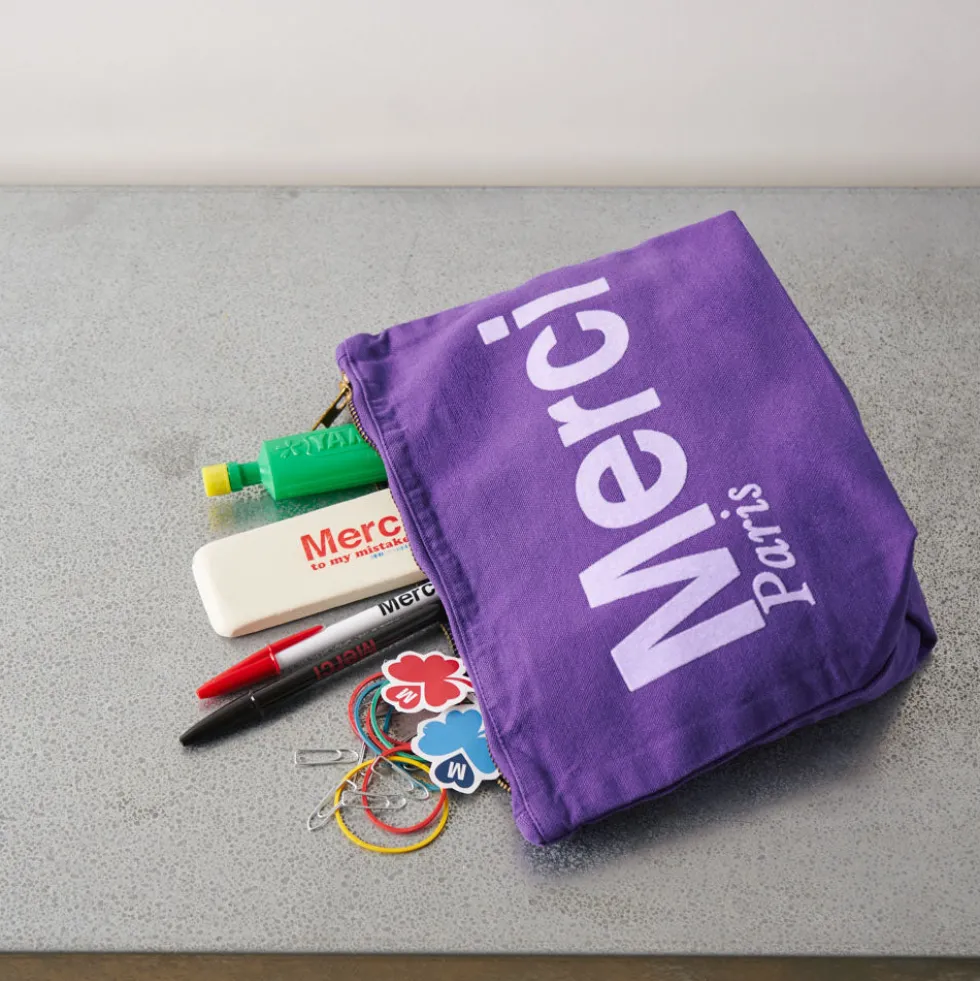 Merci - Pochette en coton - Violet & Lila