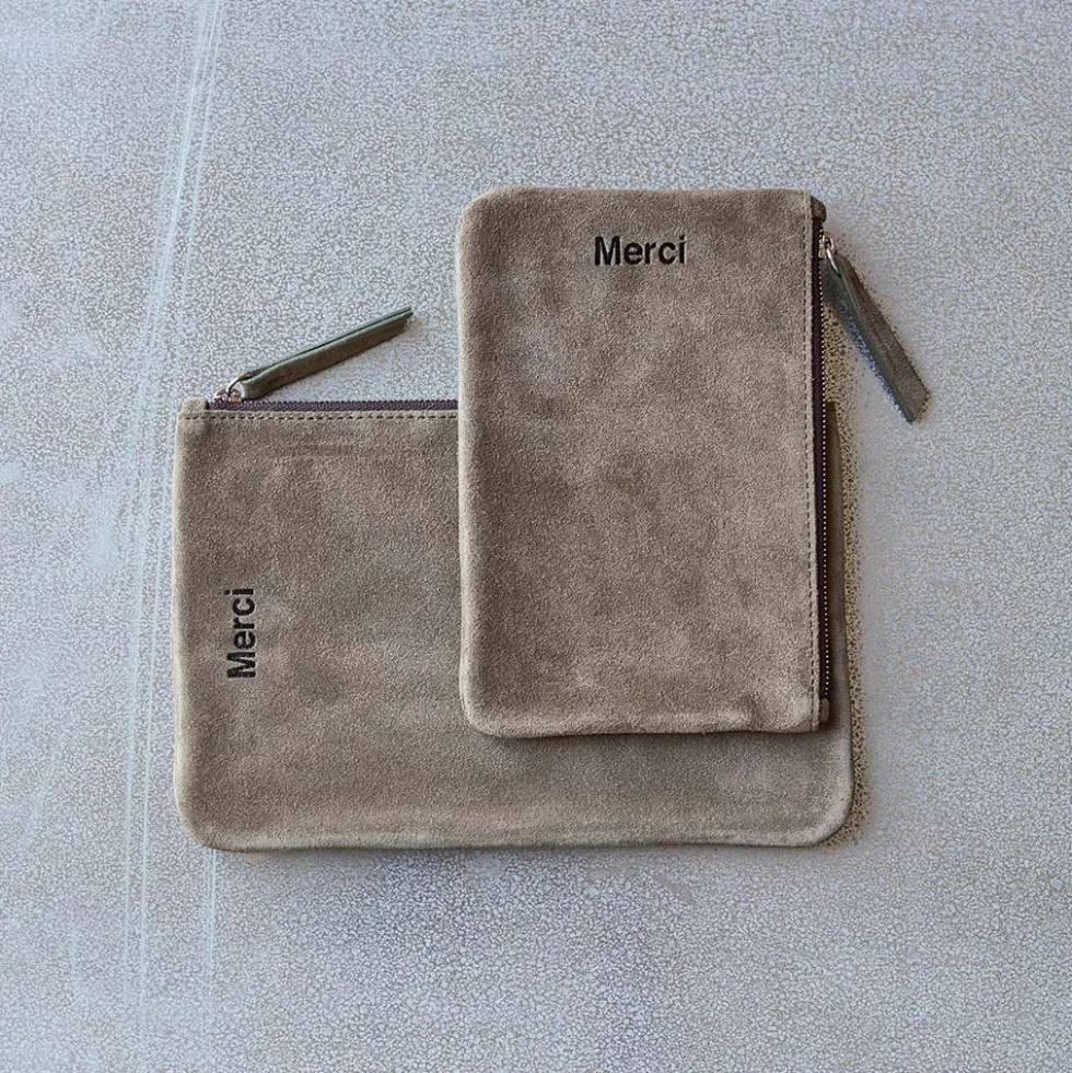 Merci - Pochette en daim - Truffle