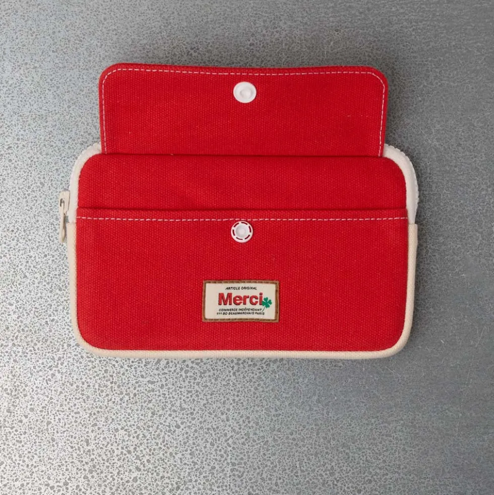 Merci - Porte Monnaie Candide M - Rouge & Ecru