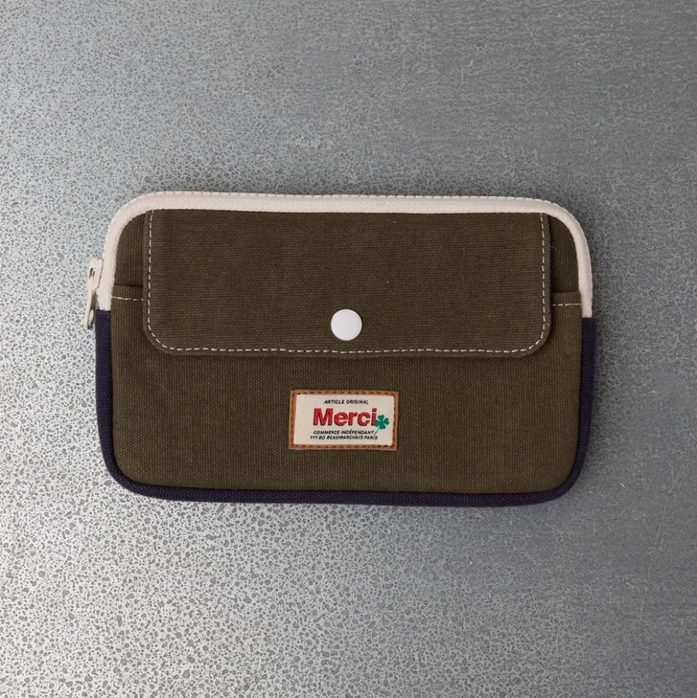 Merci - Porte Monnaie Candide M - Olive & Marine
