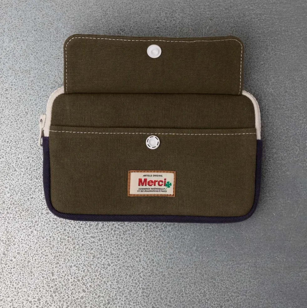 Merci - Porte Monnaie Candide M - Olive & Marine