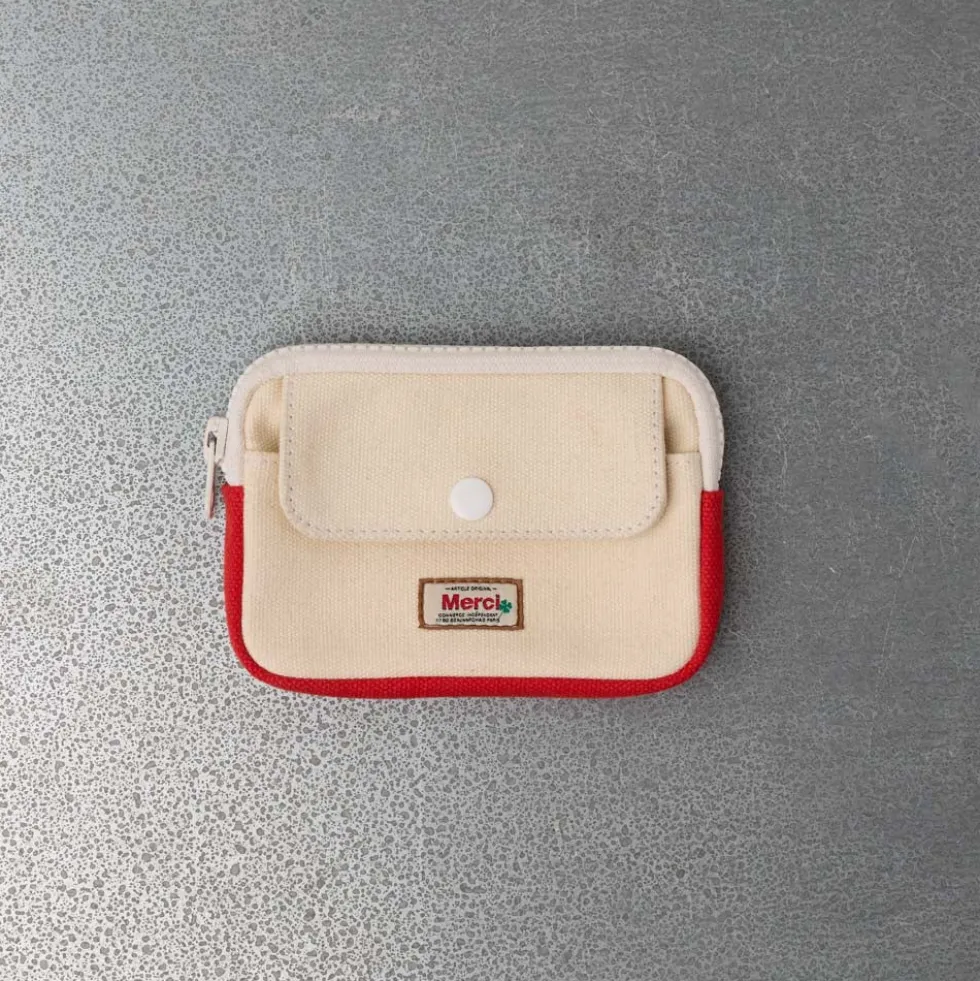 Merci - Porte Monnaie Candide S - Ecru & Rouge