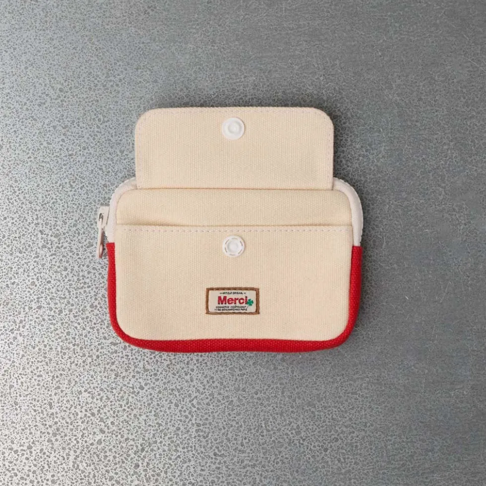 Merci - Porte Monnaie Candide S - Ecru & Rouge