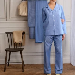 Merci - Pyjama en Coton - Rayures Doubles Bleu