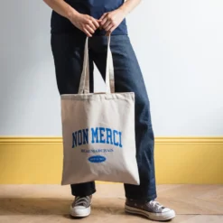 Merci - Sac Tote Bag College Non Merci - Bleu