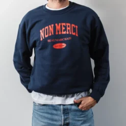 Merci - Sweat College Non Merci - Bleu