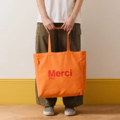Merci - Tote Bag en coton - Abricot & Framboise