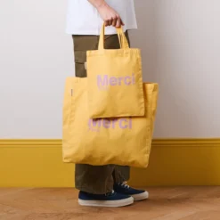 Merci - Tote Bag en coton - Banane & Lila