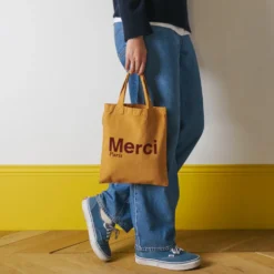 Merci - Tote Bag en coton - Beige & Marron