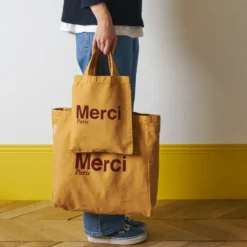 Merci - Tote Bag en coton - Beige & Marron