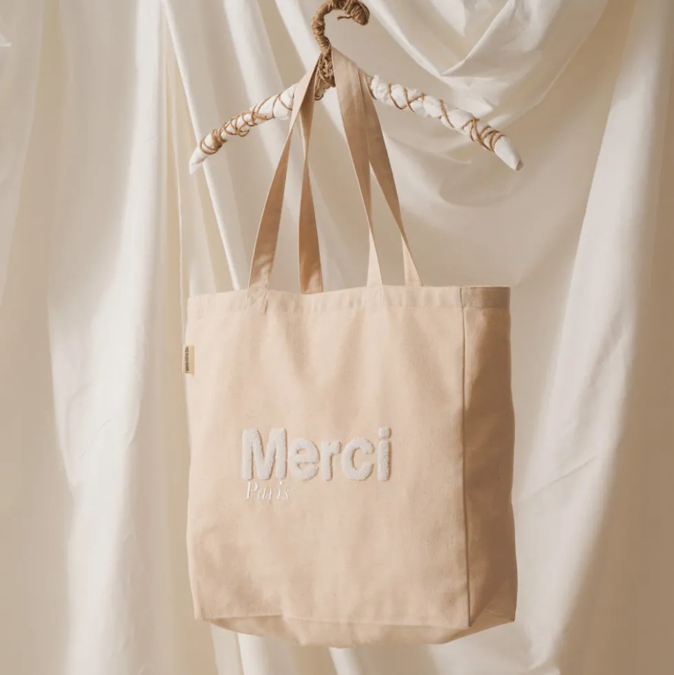 Merci - Tote Bag en Coton - Blanc