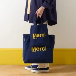 Merci - Tote Bag en coton - Bleu Nuit & Banane