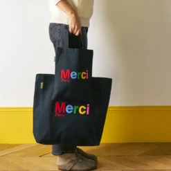 Merci - Tote Bag en coton Bouclette - Noir & Multicolore