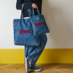 Merci - Tote Bag en coton - Denim