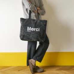 Merci - Tote Bag en coton Marble - Noir & Blanc