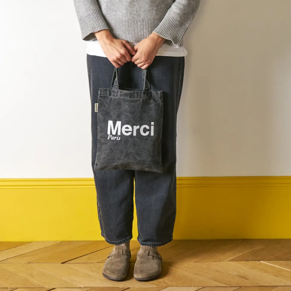 Merci - Tote Bag en coton Marble - Noir & Blanc