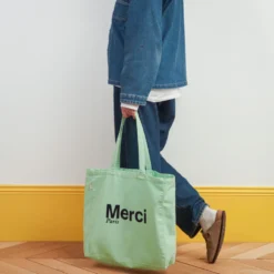 Merci - Tote Bag en coton - Mint & Bleu