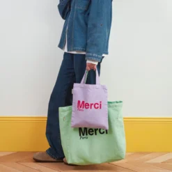 Merci - Tote Bag en coton - Mint & Bleu