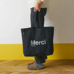 Merci - Tote Bag en coton - Noir & Argent