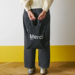 Merci - Tote Bag en coton - Noir & Argent
