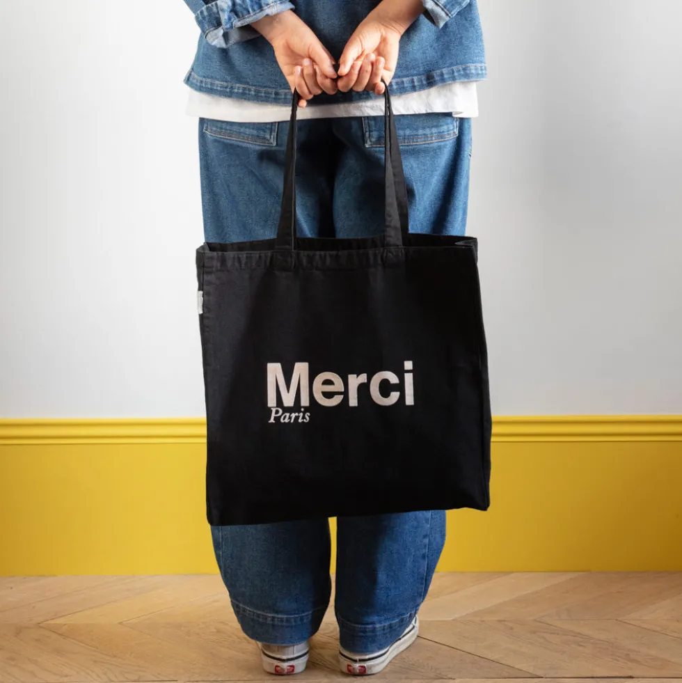 Merci - Tote Bag en coton - Noir & Crème