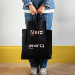 Merci - Tote Bag en coton - Noir & Crème