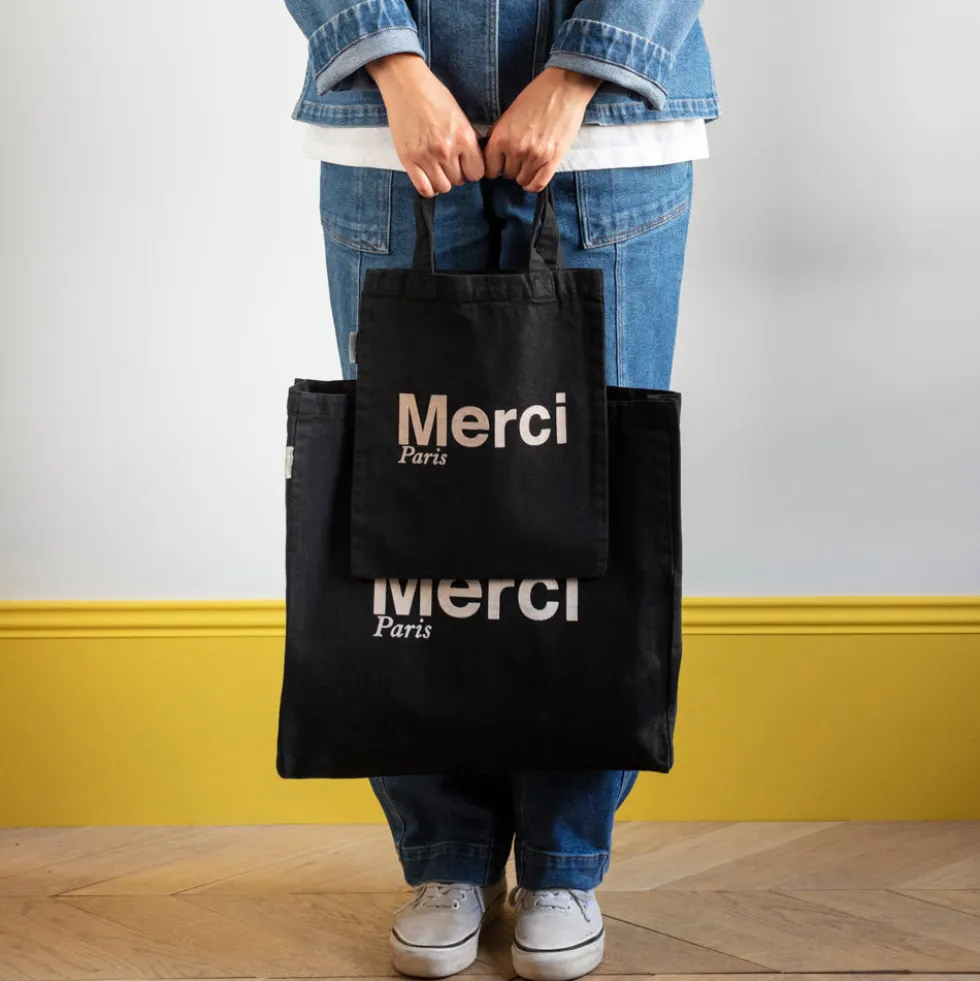 Merci - Tote Bag en coton - Noir & Crème