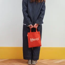 Merci - Tote Bag en coton - Orange & Sable