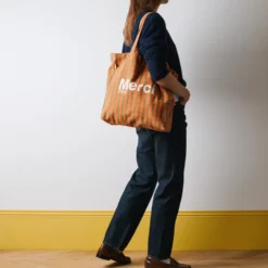 Merci - Tote Bag en coton - Orange, Vert & Crème