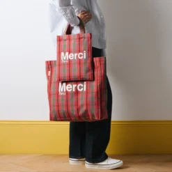 Merci - Tote Bag en coton - Rose, Vert & Crème