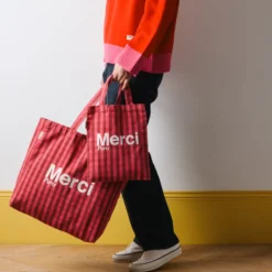 Merci - Tote Bag en coton - Rose, Vin & Crème